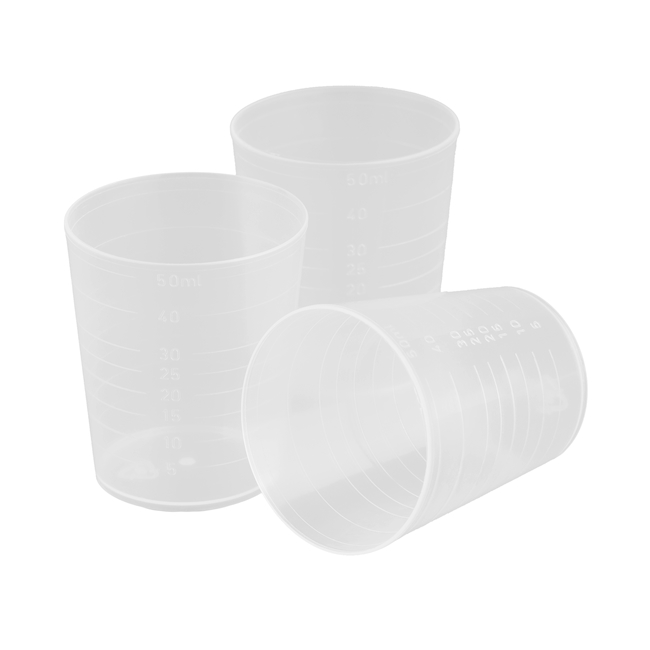 Disposable beaker with scale 50 ml, PP nature